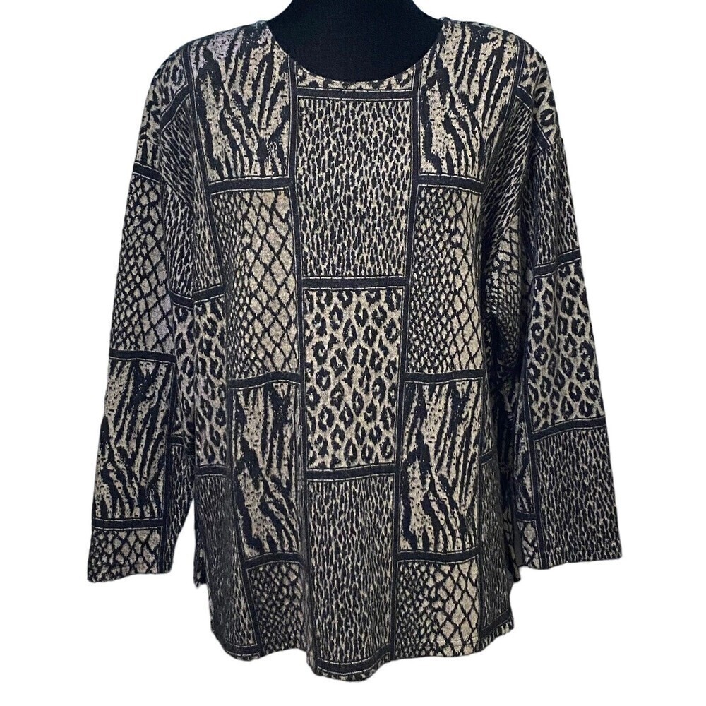 Vintage Westbourne Animal Print Safari Sweater Large Pullover 90s Style